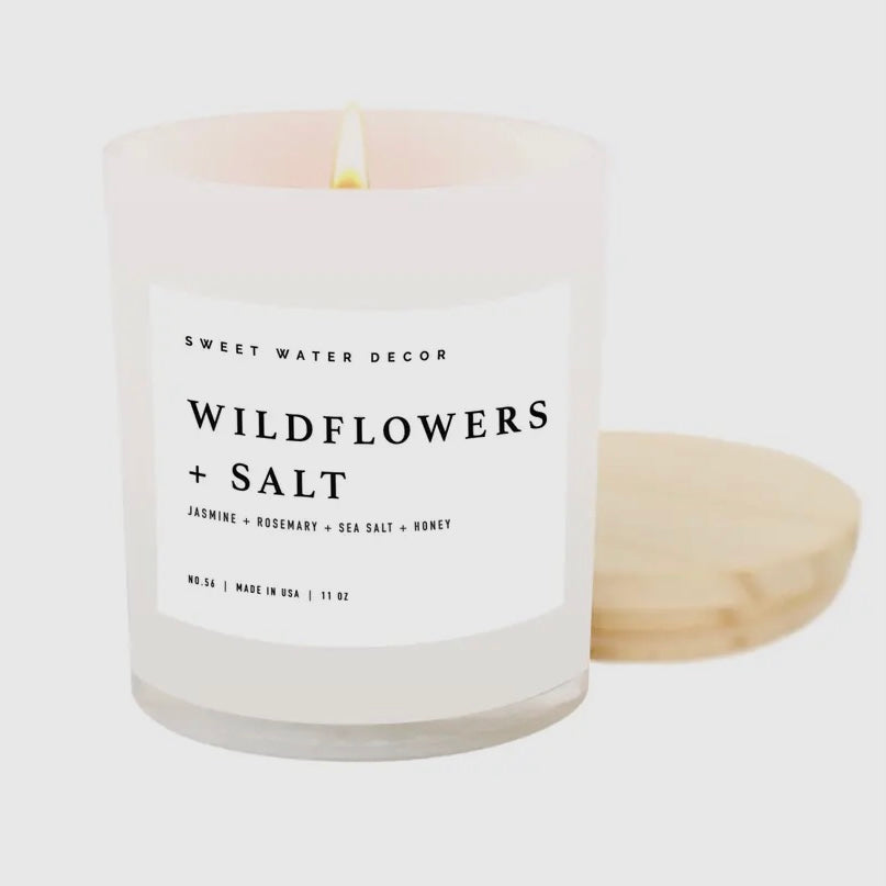 Wildflowers + Salt Candle 11oz by Sweet Water Decor Made in the USA 50hr Burn Time Soy Wax Cotton Wick