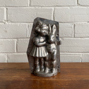 Antique German Girl and Rabbit Chocolate Mold #19