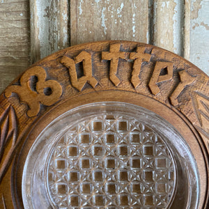 Antique Victorian Treen Carved Butter Dish