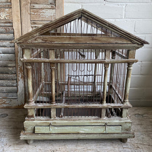 Antique French Wood and Wire Birdcage