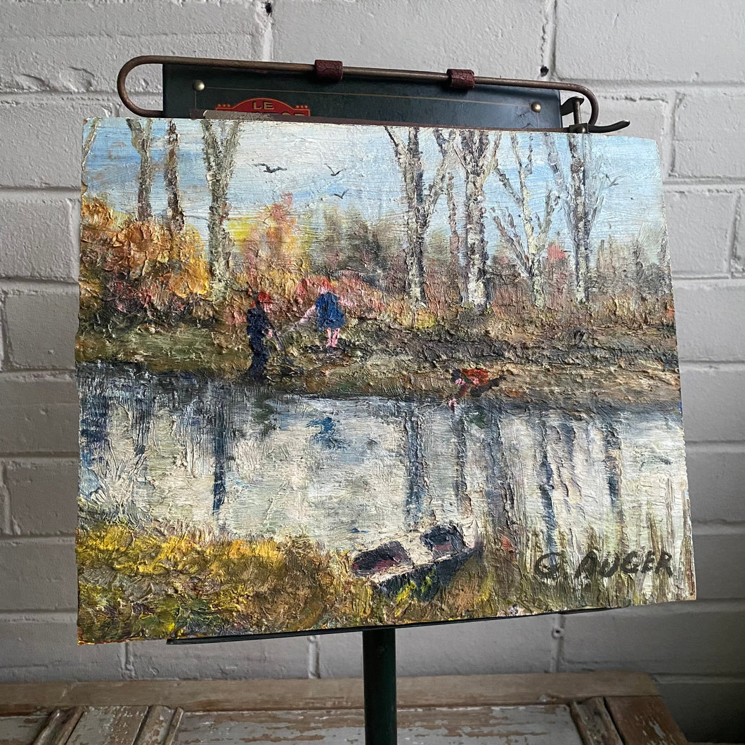 Vintage Oil on Board - Canadian Riverside Scene