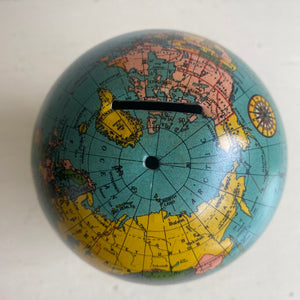 Vintage Tin Litho Globe Bank c1939 by the Ohio Art Co