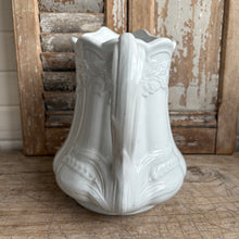 Load image into Gallery viewer, Antique White Ironstone Pitcher / Jug (Wheat &amp; Garland Motif)
