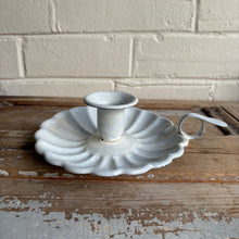 Load image into Gallery viewer, Vintage French Scalloped Enamel Chamberstick Candle Holder
