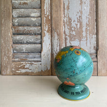 Load image into Gallery viewer, Vintage Tin Litho Globe Bank c1939
