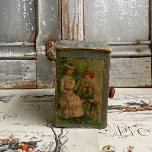 Antique Toy Music Box with Victorian Scenes c1920