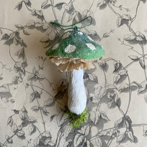 Handmade Spun Cotton Mushroom Ornaments - Green by Karat + Clover in Toronto