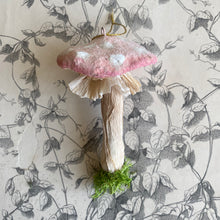 Load image into Gallery viewer, Handmade Spun Cotton Mushroom Ornaments - Pink
