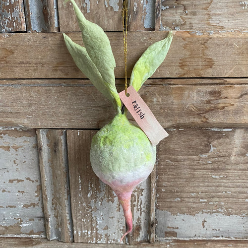 Handmade Spun Cotton Radish Ornaments by Karat and Clover Company in Toronto