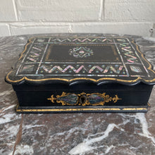 Load image into Gallery viewer, Antique Papier Mache Lacquer Box with MOP Inlay
