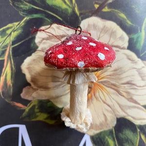 Handmade Spun Cotton Mushrooms Red + Pink