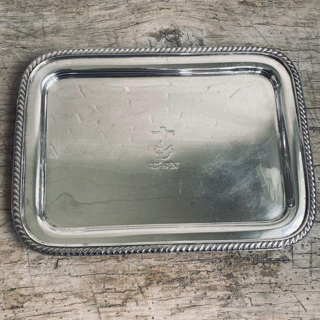 Antique Silverplated US Navy Officer’s Mess Hall Tray