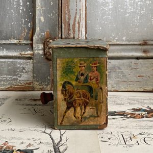 Antique Toy Music Box with Victorian Scenes c1920