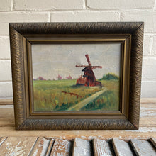 Load image into Gallery viewer, Vintage Oil on Canvas of Windmill and Landscape c1930

