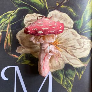 Handmade Spun Cotton Mushrooms Red + Pink
