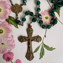 Load image into Gallery viewer, Antique French Emerald Green Crystal Rosary c1920-30s
