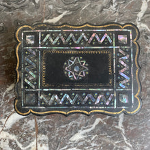 Load image into Gallery viewer, Antique Papier Mache Lacquer Box with MOP Inlay
