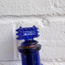 Load image into Gallery viewer, Antique Cobalt Blue Poison Bottle - Diamond Pattern with POISON Stopper
