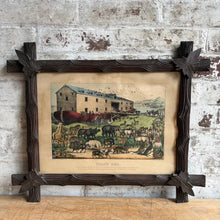 Load image into Gallery viewer, 19th Century Currier &amp; Ives Noah's Ark Lithograph in Original Adirondack Twig Frame
