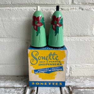 Vintage Sonette Salt + Pepper Dispenser Set c1940-50s