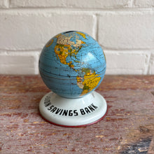 Load image into Gallery viewer, Vintage 1950s Tin Litho Globe Bank - Mission Savings Bank

