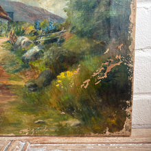 Load image into Gallery viewer, Vintage European Cottage Landscape Oil Painting on Canvas - “The House on the Hill, Nantucket”
