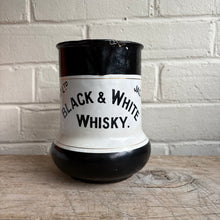 Load image into Gallery viewer, Rare Antique 1930s Black &amp; White Whisky Enamel Advertising Jug – Jas. Buchanan &amp; Co.
