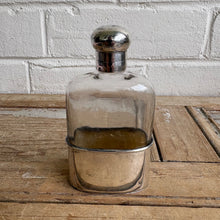 Load image into Gallery viewer, Antique English Sterling Silver Mounted Glass Flask with Lion Crest - Hallmarked
