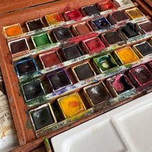 Load image into Gallery viewer, Antique English Reeves &amp; Sons Mahogany Watercolour Paint Box, c.1890–1910
