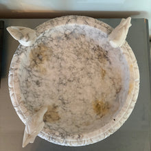 Load image into Gallery viewer, Large Antique Italian Alabaster Birdbath with Three Birds 12”
