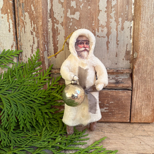 Handmade Spun Cotton Santa Ornaments Made in Toronto
