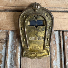 Load image into Gallery viewer, Antique Brass Myers &amp; Son Good Luck Clip c1870
