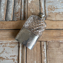 Load image into Gallery viewer, Antique c.1900 Cut Glass Flask with Silverplate Mount
