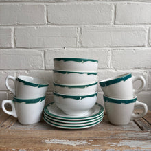Load image into Gallery viewer, Vintage Green and White Restaurant-ware Dishes
