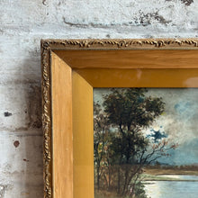 Load image into Gallery viewer, Antique Moonlight River Landscape Painting in Original Gilt Frame - Victorian Nocturne
