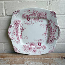 Load image into Gallery viewer, Antique Victorian Red Transferware Cake Plate - Aesthetic Poppy Pattern c. 1890s
