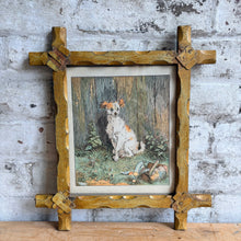 Load image into Gallery viewer, Antique Dog Print in Tramp Art Frame
