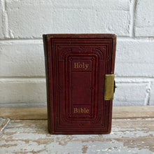 Load image into Gallery viewer, Antique Victorian Pocket Holy Bible - Oxblood Leather with Brass Clasp
