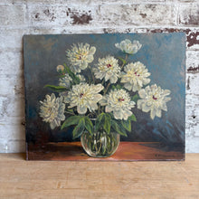 Load image into Gallery viewer, Original White Peonies Oil Painting Signed 1955
