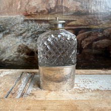Load image into Gallery viewer, Antique c.1900 Cut Glass Flask with Silverplate Mount
