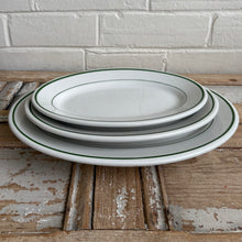 Load image into Gallery viewer, Vintage Buffalo China Green Stripe Oval Restaurantware Platter
