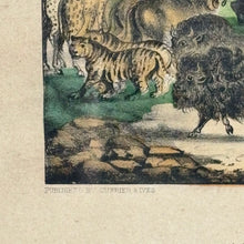 Load image into Gallery viewer, 19th Century Currier &amp; Ives Noah's Ark Lithograph in Original Adirondack Twig Frame
