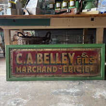 Load image into Gallery viewer, Antique Quebec Grocery Store Sign - C. A. BELLEY &amp; FILS Marchand-Épicier c. 1900-1930
