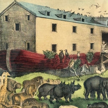 Load image into Gallery viewer, 19th Century Currier &amp; Ives Noah's Ark Lithograph in Original Adirondack Twig Frame
