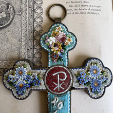 Load image into Gallery viewer, 19th C. Italian Micro Mosaic Cross - 7" Chi-Rho PAX Grand Tour Cross c.1890
