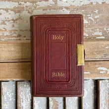 Load image into Gallery viewer, Antique Victorian Pocket Holy Bible - Oxblood Leather with Brass Clasp
