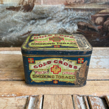 Load image into Gallery viewer, Antique Gold Cross Fine Cut Smoking Tobacco Tin c1930
