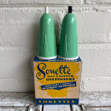 Load image into Gallery viewer, Vintage Sonette Salt + Pepper Dispenser Set c1940-50s
