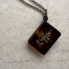 Load image into Gallery viewer, Victorian Miniature Piqué-Inlaid Faux Tortoise Pendant Book on Chain (c. 1880–1900)
