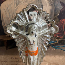 Load image into Gallery viewer, Antique French Mercury Glass Standing Crucifix c1900
